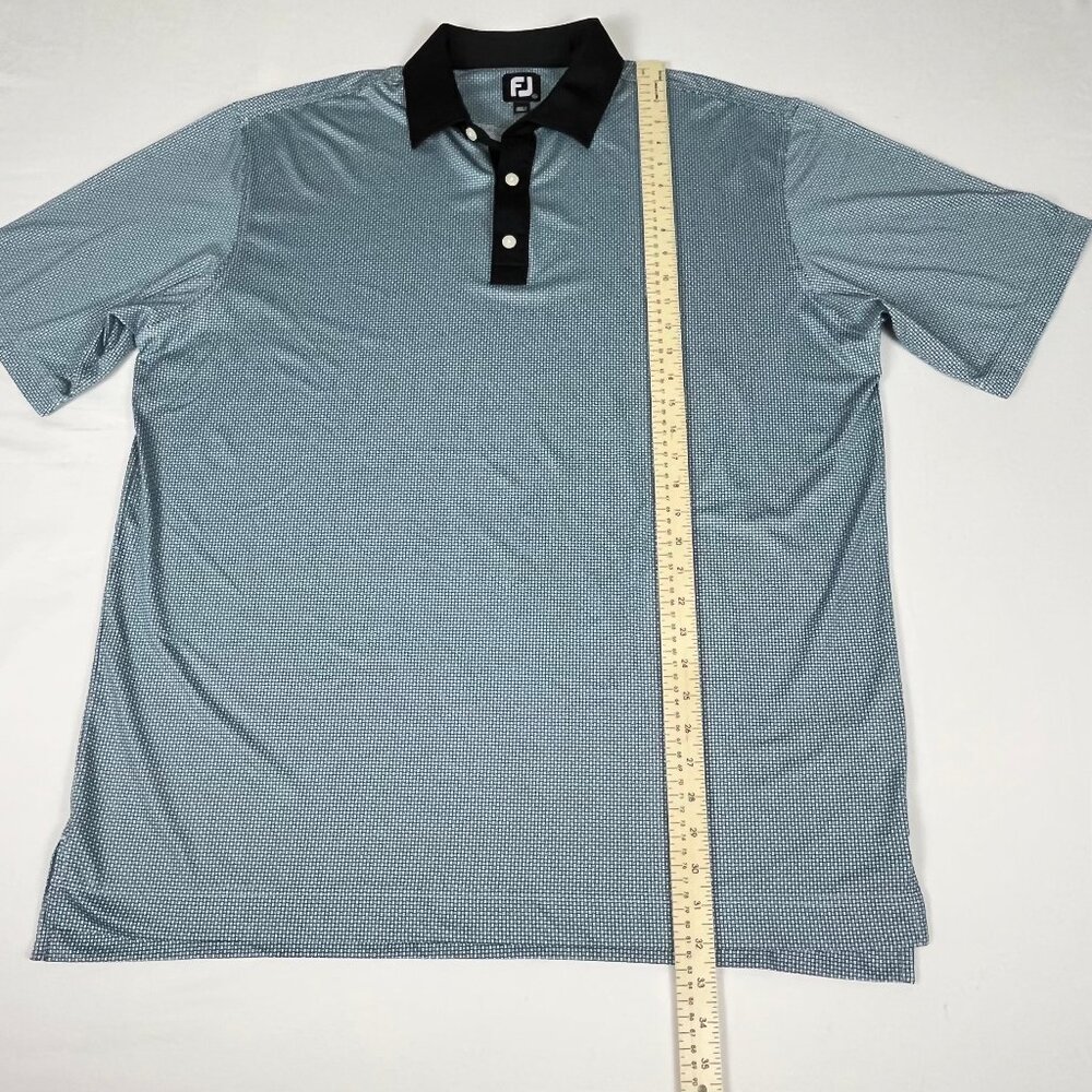 FootJoy Men’s Golf Polo Blue & Teal Geometric Stretch Performance Shirt XL - Picture 6 of 7